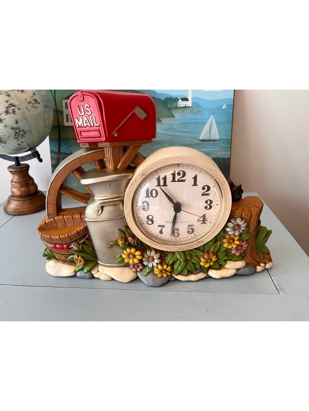 Vintage 1983 Burwood New Haven 3D Country Farmhouse Wall Clock #2667 – Works!